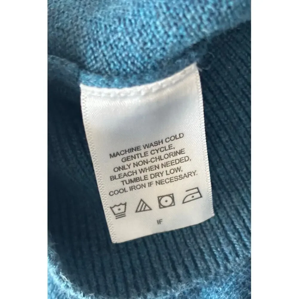 EUC Alan Flusser 100% cotton quarter-zip sweater, blue w/black zipper, LARGE